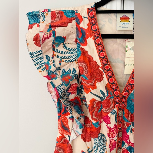 Farm Rio Ruffle-Sleeve Button Front Mini Dress - Picture 7 of 15